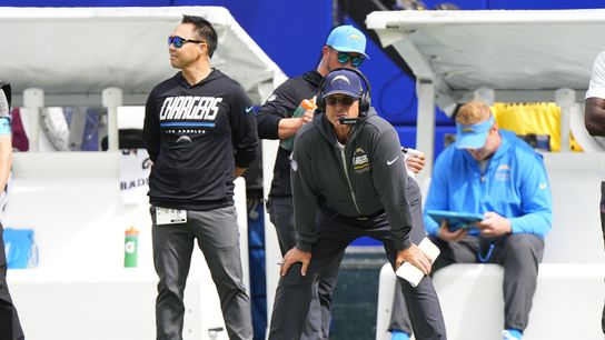 Sep 27, 2026; Orchard Park, New York, USA; Los Angeles Chargers head coach Jim Harbaugh looks on from the sideline in the first half against the Buffalo Bills at New Highmark Stadium. Sep 27, 2026; Orchard Park, New York, USA; Los Angeles Chargers head coach Jim Harbaugh looks on from the sideline in the first half against the Buffalo Bills at New Highmark Stadium.