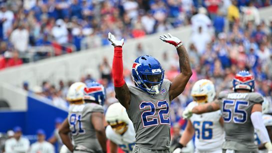 Sep 27, 2026; Orchard Park, New York, USA; Buffalo Bills safety C.J. Gardner-Johnson (22) reacts in the third quarter against the Los Angeles Chargers at New Highmark Stadium. Sep 27, 2026; Orchard Park, New York, USA; Buffalo Bills safety C.J. Gardner-Johnson (22) reacts in the third quarter against the Los Angeles Chargers at New Highmark Stadium.