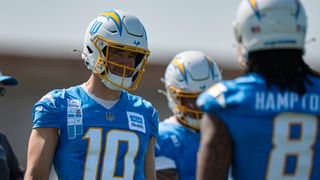 Chargers Camp Day 1: Justin Herbert comfortable in offense, O'Leary's defense flying, & Tuipulotu sits out taken at The Bolt (Los Angeles Chargers). Photo by Jessica Cryderman - The Sporting Tribune