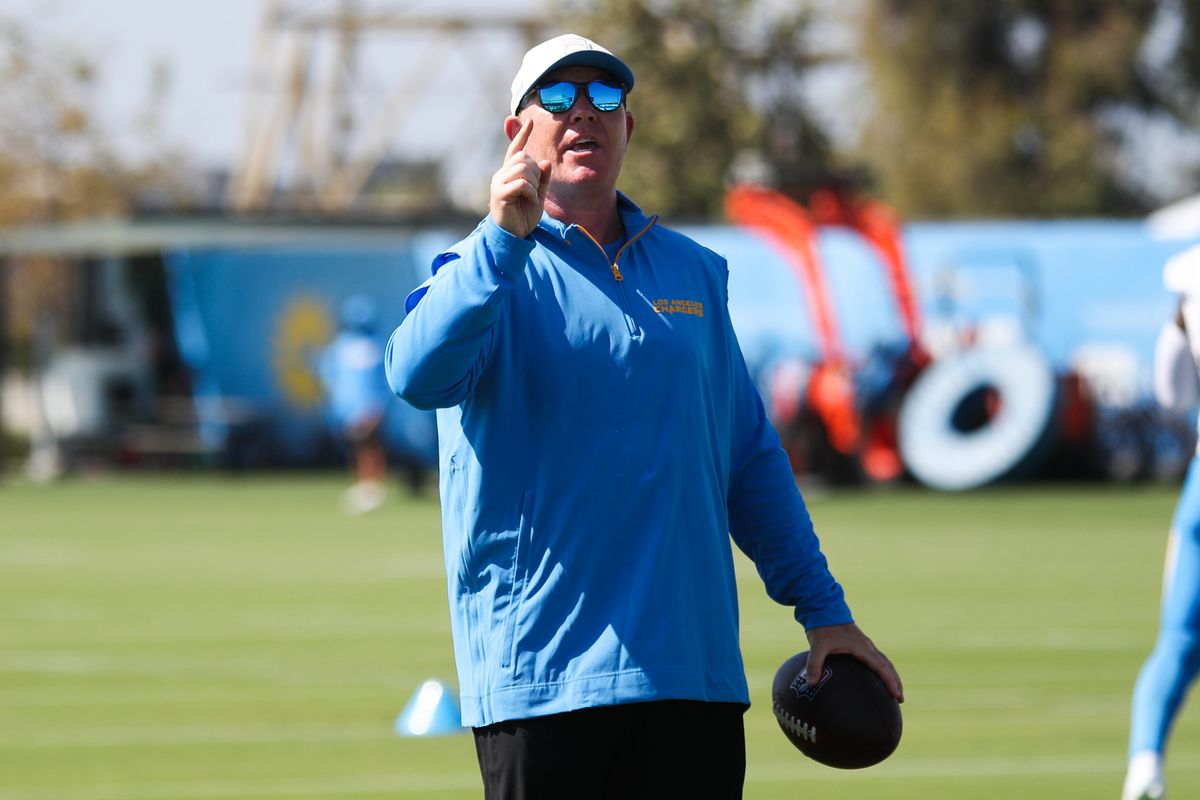 Los Angeles Chargers safeties coach Adam Fuller runs drills during Chargers training camp at The Bolt on Saturday, August 1, 2026 in El Segundo, CA.