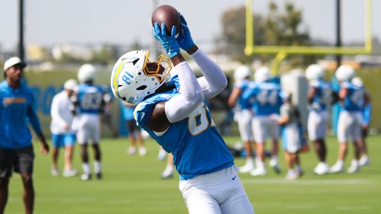 Los Angeles Chargers wide receiver Dalevon Campbell (81) participates in drills during Chargers training camp at The Bolt on Saturday, August 3, 2026 in El Segundo, CA. Los Angeles Chargers wide receiver Dalevon Campbell (81) participates in drills during Chargers training camp at The Bolt on Saturday, August 3, 2026 in El Segundo, CA.