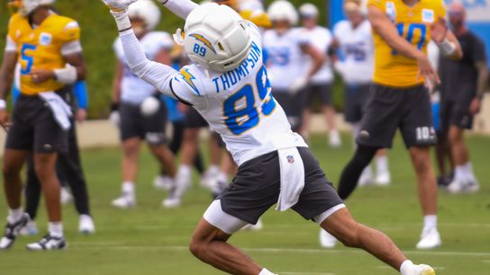 LA Chargers Brenen Thompson (89) participates in drills  during Chargers training camp at USD on .Tuesday August 4, 2026 in San Diego, California.