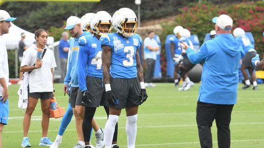 Chargers' 1st padded practice brings intensity, Slater injury update, O-line battle takes shape taken at Toreros Stadium (Los Angeles Chargers). Photo by Ardie Crenshaw - The Sporting Tribune