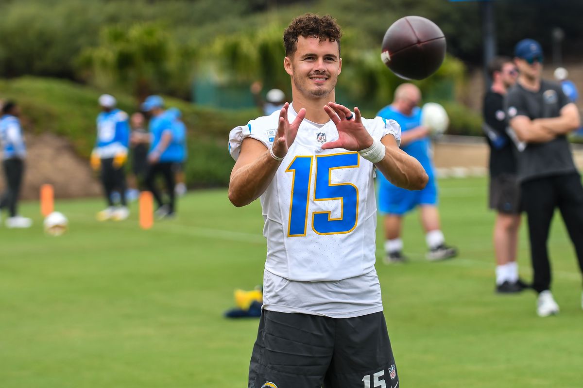 LA Chargers Ladd McConkey (15 ) catches the pass during Chargers training camp at USD on .Wednesday August 5, 2026 in San Diego, California. LA Chargers Ladd McConkey (15 ) catches the pass during Chargers training camp at USD on .Wednesday August 5, 2026 in San Diego, California.