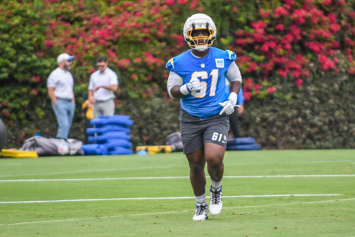 LA Chargers Jahmeer Carter (61) seen during Chargers training camp at USD on .Wednesday August 5, 2026 in San Diego, California. LA Chargers Jahmeer Carter (61) seen during Chargers training camp at USD on .Wednesday August 5, 2026 in San Diego, California.
