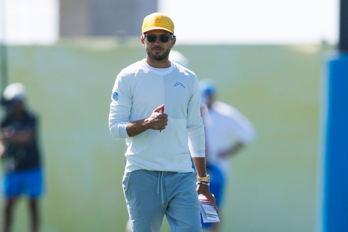 Mike McDaniels of the Los Angeles Chargers on the field during training camp at The Bolt on August 8, 2026 in El Segundo, California. Mike McDaniels of the Los Angeles Chargers on the field during training camp at The Bolt on August 8, 2026 in El Segundo, California.