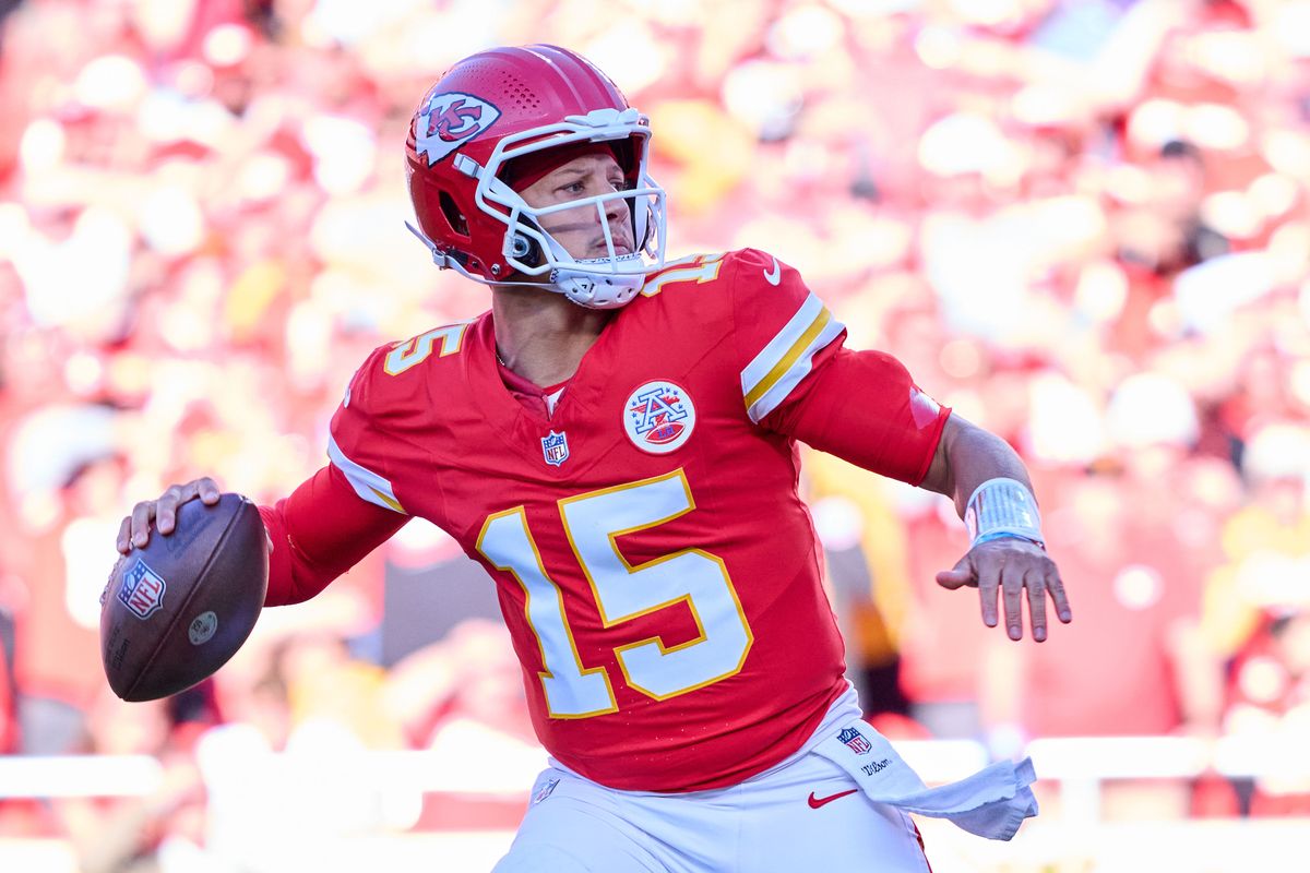 Patrick Mahomes #15 of the Kansas City Chiefs throws the football during an NFL football game against the Los Angeles Chargers, on Sunday October 18, 2026 in Kansas City, Missouri. Patrick Mahomes #15 of the Kansas City Chiefs throws the football during an NFL football game against the Los Angeles Chargers, on Sunday October 18, 2026 in Kansas City, Missouri.