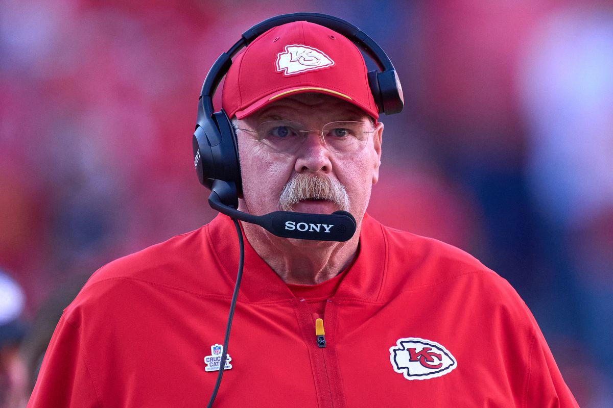 Andy Reid of the Kansas City Chiefs looks on during an NFL football game against the Los Angeles Chargers, Sunday October 18, 2026 in Kansas City, Missouri. Andy Reid of the Kansas City Chiefs looks on during an NFL football game against the Los Angeles Chargers, Sunday October 18, 2026 in Kansas City, Missouri.