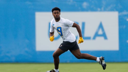 Tre Harris #9 of the Los Angeles Chargers runs a route during the Los Angeles Chargers offseason workouts at The Bolt on May 12, 2025 in El Segundo, California. 