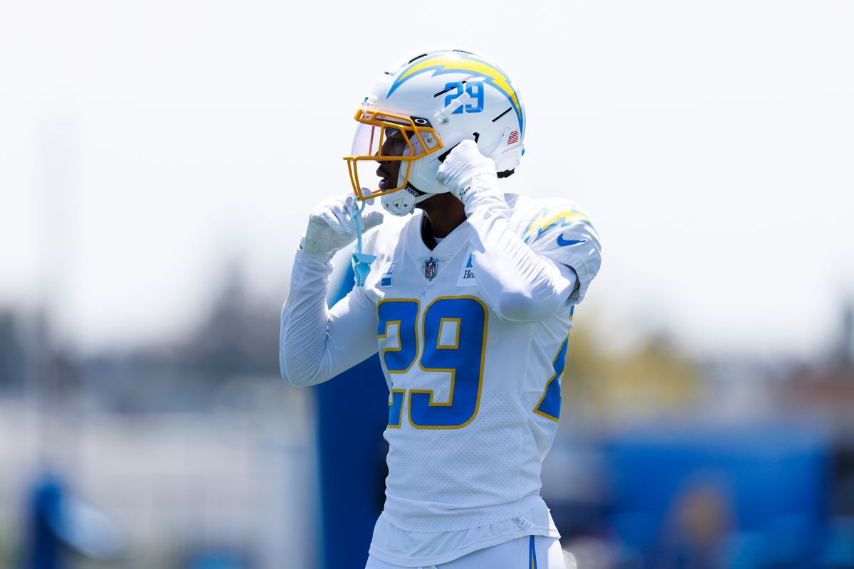 Tarheeb Still #29 of the Los Angeles Chargers during training camp practice at The Bolt on July 24, 2025 in El Segundo, California. Tarheeb Still #29 of the Los Angeles Chargers during training camp practice at The Bolt on July 24, 2025 in El Segundo, California.
