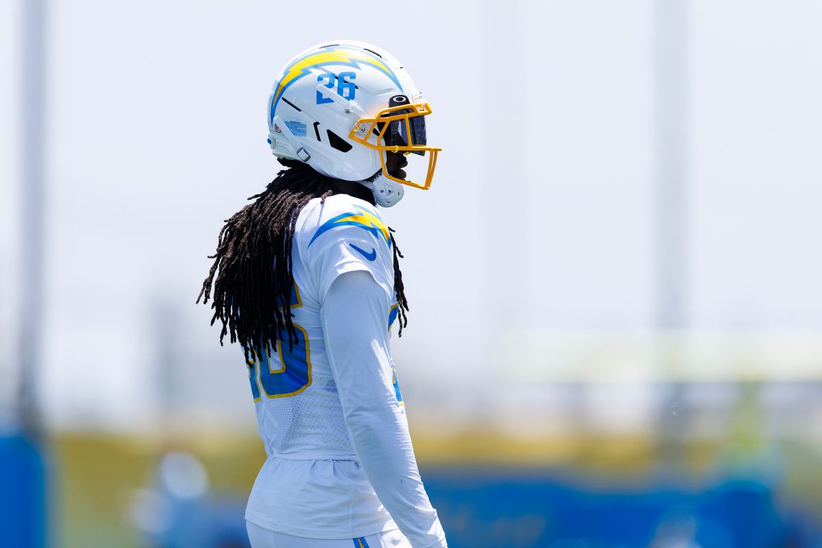 Donte Jackson #26 of the Los Angeles Chargers during training camp practice at The Bolt on July 24, 2025 in El Segundo, California. Donte Jackson #26 of the Los Angeles Chargers during training camp practice at The Bolt on July 24, 2025 in El Segundo, California.