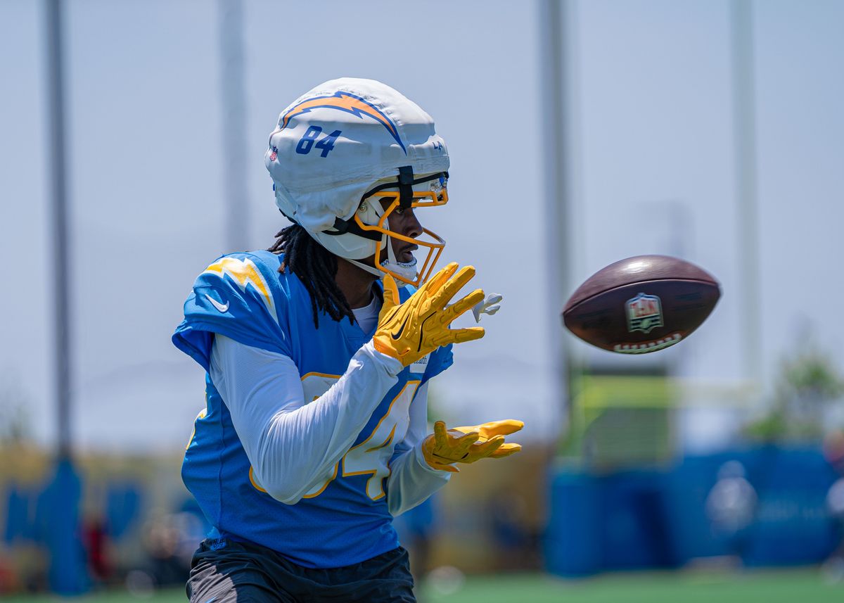 Los Angeles Chargers' wide receiver, KeAndre Lambert-Smith 84, catches a pass during practice at the Chargers' NFL training camp on Sunday, August 3, 2025 at The Bolt in El Segundo, CA. Los Angeles Chargers' wide receiver, KeAndre Lambert-Smith 84, catches a pass during practice at the Chargers' NFL training camp on Sunday, August 3, 2025 at The Bolt in El Segundo, CA.