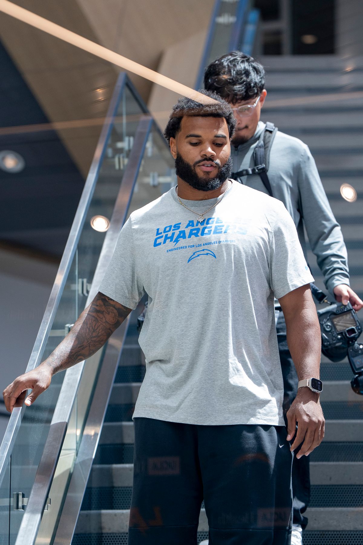 Los Angeles Chargers edge Akheem Mesidor attends his first presser after being drafted in the first round of the NFL Draft on April 24th, 2026 at The Bolt.