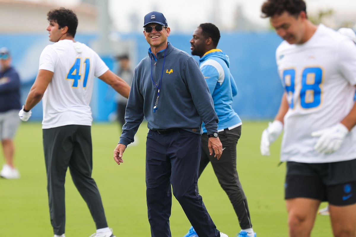 Los Angeles Chargers head coach Jim Harbaugh during Chargers organized team activities on May 11th, 2026 in El Segundo, CA.