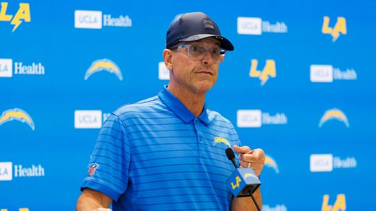 Chargers HC Jim Harbaugh’s safety net comes crashing down taken At LOS ANGELES (Los Angeles Chargers). Photo by Ric Tapia - The Sporting Tribune