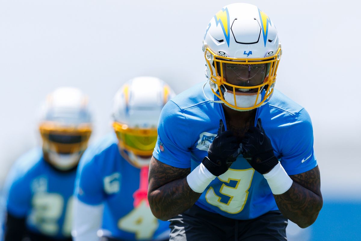 Derwin James Jr. #3 of the Los Angeles Chargers warms up during offseason organized team activities at The Bolt on May 26, 2026 in El Segundo, California. Derwin James Jr. #3 of the Los Angeles Chargers warms up during offseason organized team activities at The Bolt on May 26, 2026 in El Segundo, California.