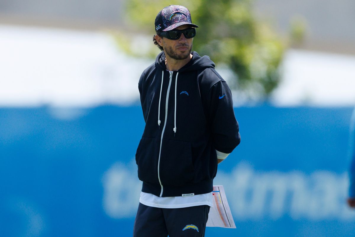 Mike McDaniels of the Los Angeles Chargers watches during offseason organized team activities at The Bolt on May 26, 2026 in El Segundo, California. Mike McDaniels of the Los Angeles Chargers watches during offseason organized team activities at The Bolt on May 26, 2026 in El Segundo, California.