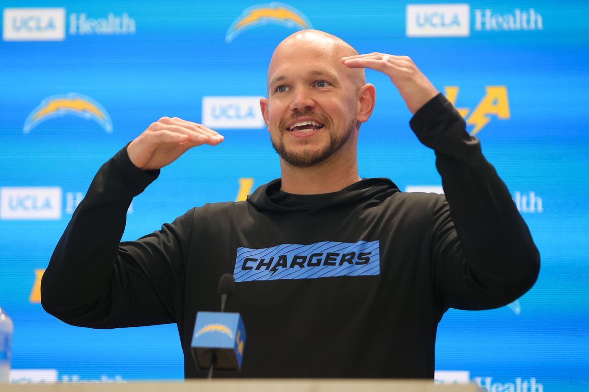Defensive coordinator Chris O'Leary of Los Angeles Chargers speaks with members of the media before mandatory minicamp at The Bolt on June 17, 2026 in El Segundo, California. Defensive coordinator Chris O'Leary of Los Angeles Chargers speaks with members of the media before mandatory minicamp at The Bolt on June 17, 2026 in El Segundo, California.