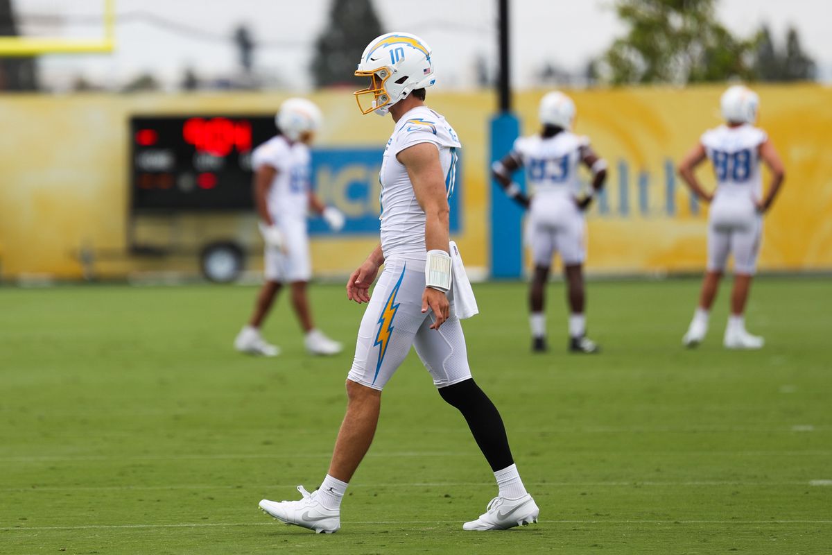 Justin Herbert #10 of the Los Angeles Chargers participates in drills at mandatory minicamp at The Bolt on June 18, 2026 in El Segundo, California. Justin Herbert #10 of the Los Angeles Chargers participates in drills at mandatory minicamp at The Bolt on June 18, 2026 in El Segundo, California.