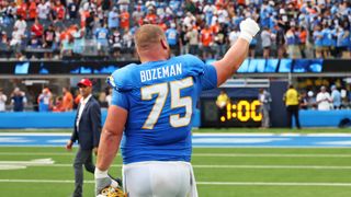 Chargers center Bradley Bozeman announces retirement taken at The Bolt (Los Angeles Chargers). Photo by William Navarro-Imagn Images