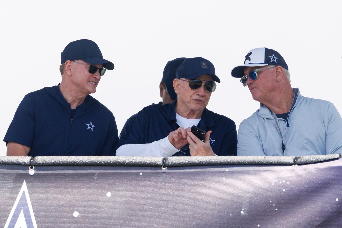 Jerry Jones of the Dallas Cowboys during training camp at River Ridge Playing Fields on July 30, 2026 in Oxnard, California. 