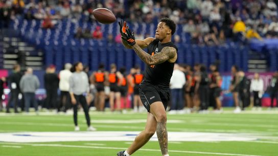 Miami wideout CJ Daniels (WO18) during the NFL Scouting Combine at Lucas Oil Stadium.