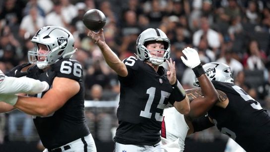 Aug 13, 2026; Paradise, Nevada, USA; Las Vegas Raiders quarterback Fernando Mendoza (15) throws the ball against the Arizona Cardinals in the first half at Allegiant Stadium. Mandatory Credit: Kirby Lee-Imagn Images TPX IMAGES OF THE DAY Aug 13, 2026; Paradise, Nevada, USA; Las Vegas Raiders quarterback Fernando Mendoza (15) throws the ball against the Arizona Cardinals in the first half at Allegiant Stadium. Mandatory Credit: Kirby Lee-Imagn Images TPX IMAGES OF THE DAY