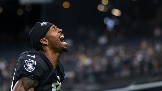 Las Vegas Raiders Cornerback Jack Jones (18) hypes up the crowd before the Las Vegas Raiders Training Camp, Wednesday August 14, 2024 in Las Vegas, Nev. (DJ Cabanlong/The Sporting Tribune) Las Vegas Raiders Cornerback Jack Jones (18) hypes up the crowd before the Las Vegas Raiders Training Camp, Wednesday August 14, 2024 in Las Vegas, Nev. (DJ Cabanlong/The Sporting Tribune)