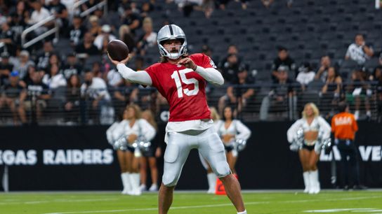 Las Vegas Raiders Quarterback Gardner Minshew (15) throws the ball during an Offense drill at the Las Vegas Raiders Training Camp, Wednesday August 14, 2024 in Las Vegas, Nev. (DJ Cabanlong/The Sporting Tribune) Las Vegas Raiders Quarterback Gardner Minshew (15) throws the ball during an Offense drill at the Las Vegas Raiders Training Camp, Wednesday August 14, 2024 in Las Vegas, Nev. (DJ Cabanlong/The Sporting Tribune)