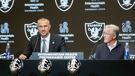 Las Vegas Raiders newly hired General Manager John Spytek and Head Coach Pete Carroll speak to the media during a press conference, Monday January 27, 2025 in Henderson, Nev. 