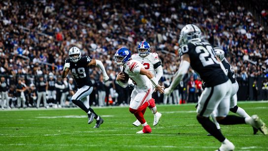 Viral footage of referee Dominique Pender hurdling benches in Vegas fight fest taken in Las Vegas (Las Vegas Raiders)
