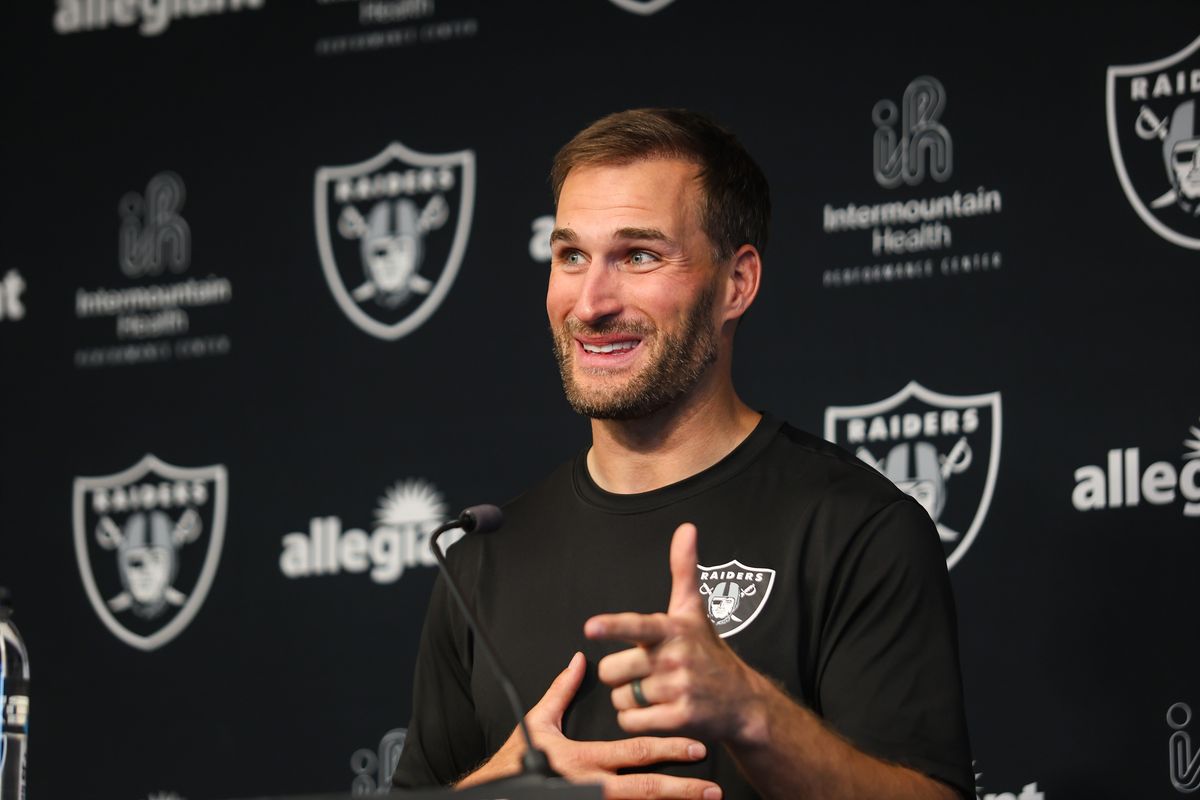 Las Vegas Raiders quarterback Kirk Cousins speaks to the media in a press conference, Wednesday April 8, 2026 in Henderson, Nev. Las Vegas Raiders quarterback Kirk Cousins speaks to the media in a press conference, Wednesday April 8, 2026 in Henderson, Nev.
