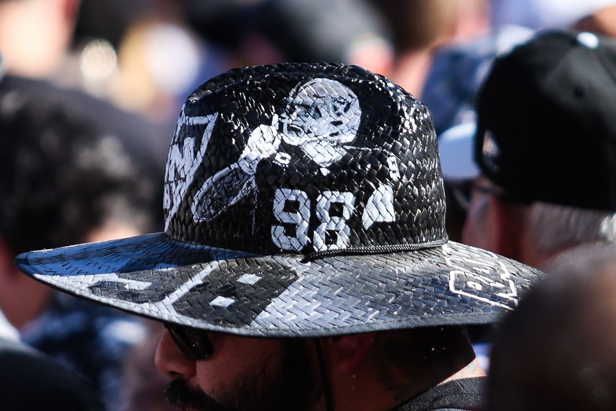 Fan wears a hat with Las Vegas Raiders defensive end Maxx Crosby on it at the Raiders 2026 Draft Party at Palms Casino Resort, Thursday April 23, 2026 in Las Vegas, Nev. 