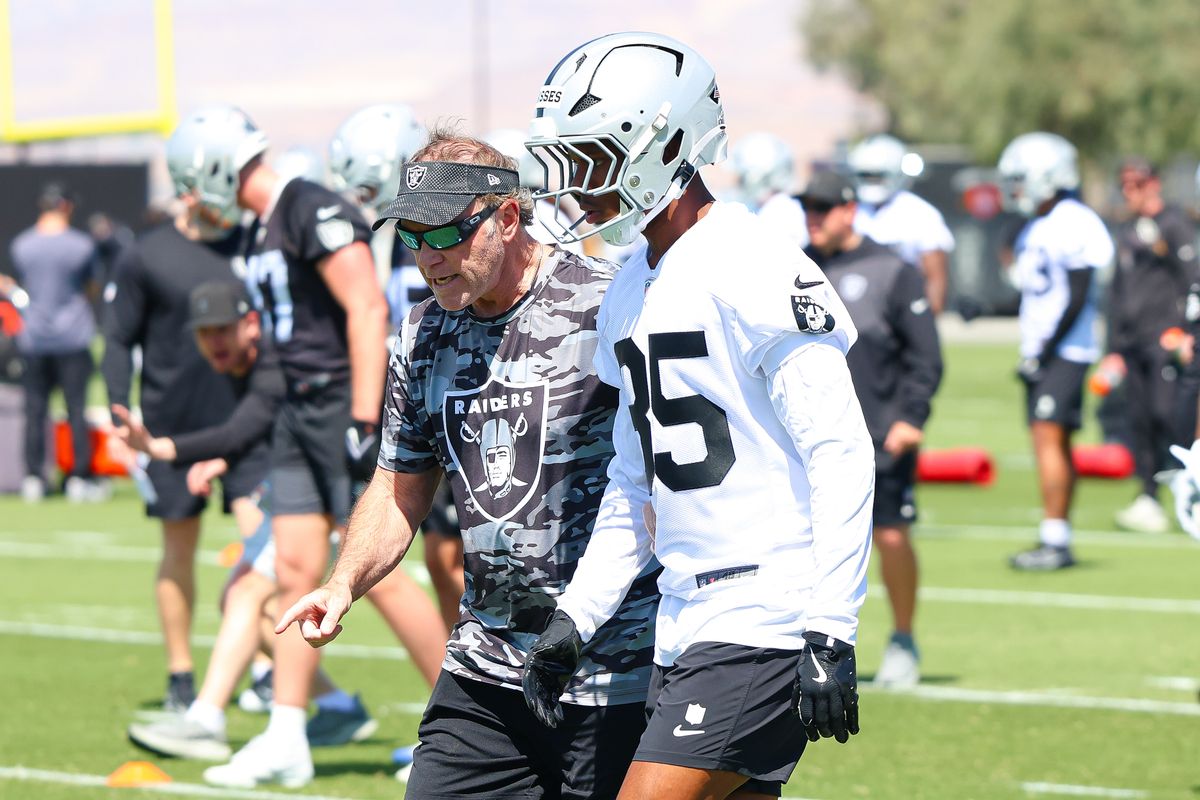 Las Vegas Raiders 2026 fifth round draft pick CB Hezekiah Masses (35) seen at Raiders Rookie Mini-Camp at Intermountain Health Performance Center on Saturday, May 02, 2026, in Henderson, Nevada. 