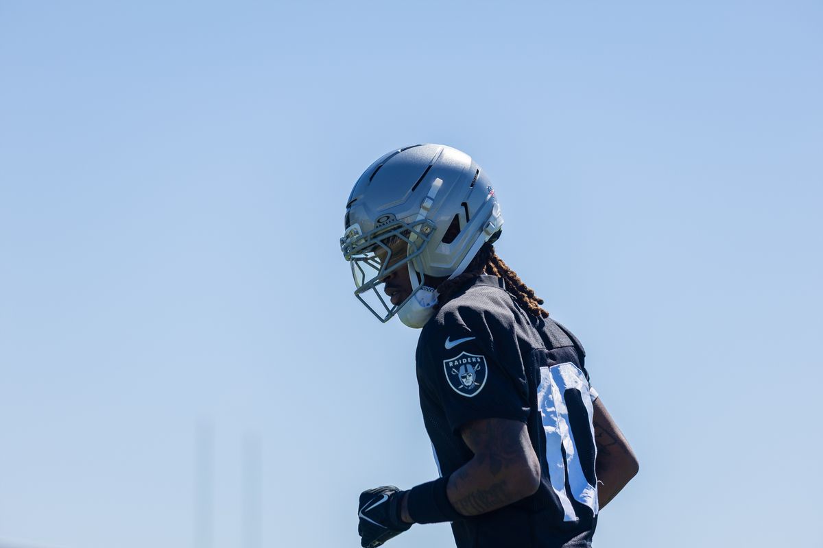 Las Vegas Raiders wide receiver Dont’e Thorton Jr. (10) walks along the sidelines during Raiders OTAs at Intermountain Health Performance Center, Wednesday May 20, 2026 in Henderson, Nev. Las Vegas Raiders wide receiver Dont’e Thorton Jr. (10) walks along the sidelines during Raiders OTAs at Intermountain Health Performance Center, Wednesday May 20, 2026 in Henderson, Nev.