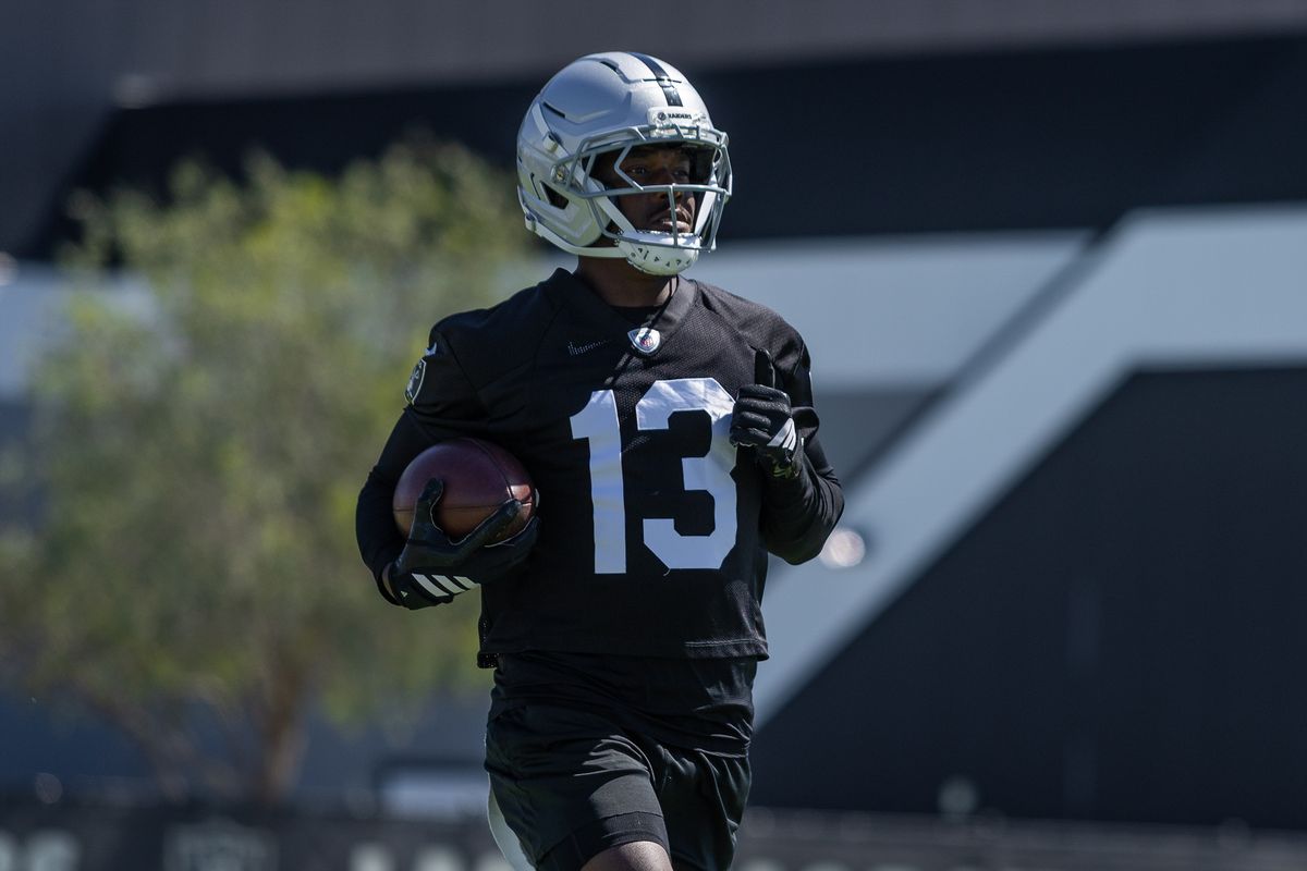 Las Vegas Raiders wide receiver Phillip Dorsett II (13) runs with the ball during Raiders OTAs at Intermountain Health Performance Center, Thursday May 28, 2026 in Henderson, Nev. Las Vegas Raiders wide receiver Phillip Dorsett II (13) runs with the ball during Raiders OTAs at Intermountain Health Performance Center, Thursday May 28, 2026 in Henderson, Nev.