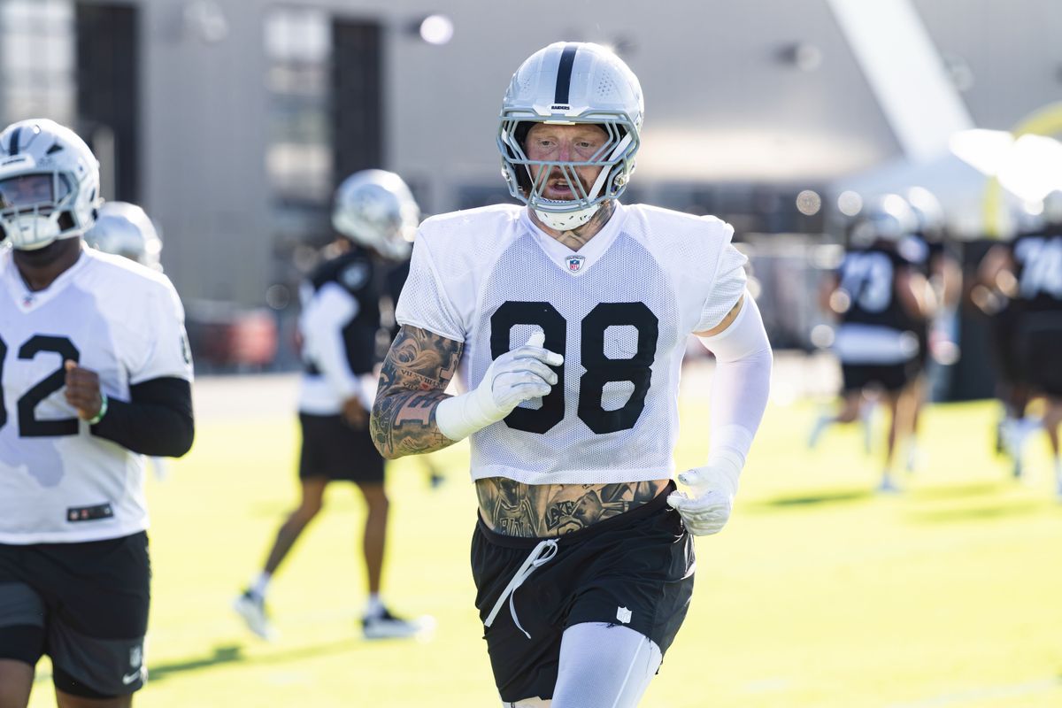 Las Vegas Raiders DE Maxx Crosby (98) seen at Raiders Training Camp on Thursday, August 6, 2026, in Henderson, Nevada. Las Vegas Raiders DE Maxx Crosby (98) seen at Raiders Training Camp on Thursday, August 6, 2026, in Henderson, Nevada.