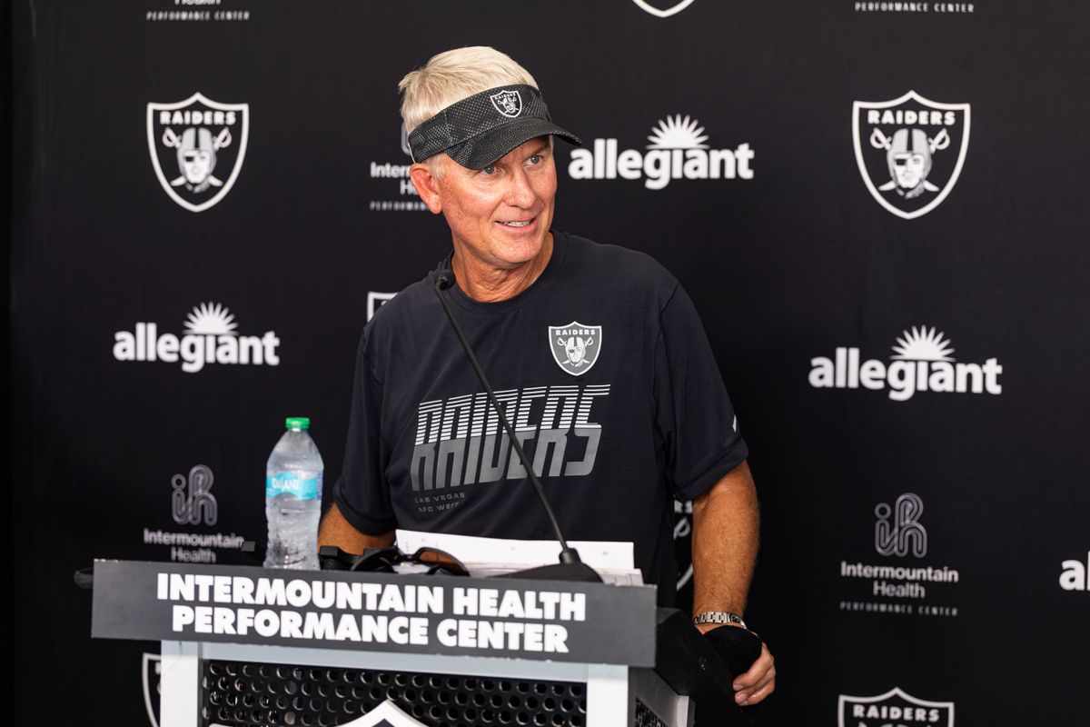 Las Veags Raiders assistant head coach Mike McCoy speaks to the media following Raiders Training Camp on Thursday, August 6, 2026, in Henderson, Nevada. Las Veags Raiders assistant head coach Mike McCoy speaks to the media following Raiders Training Camp on Thursday, August 6, 2026, in Henderson, Nevada.