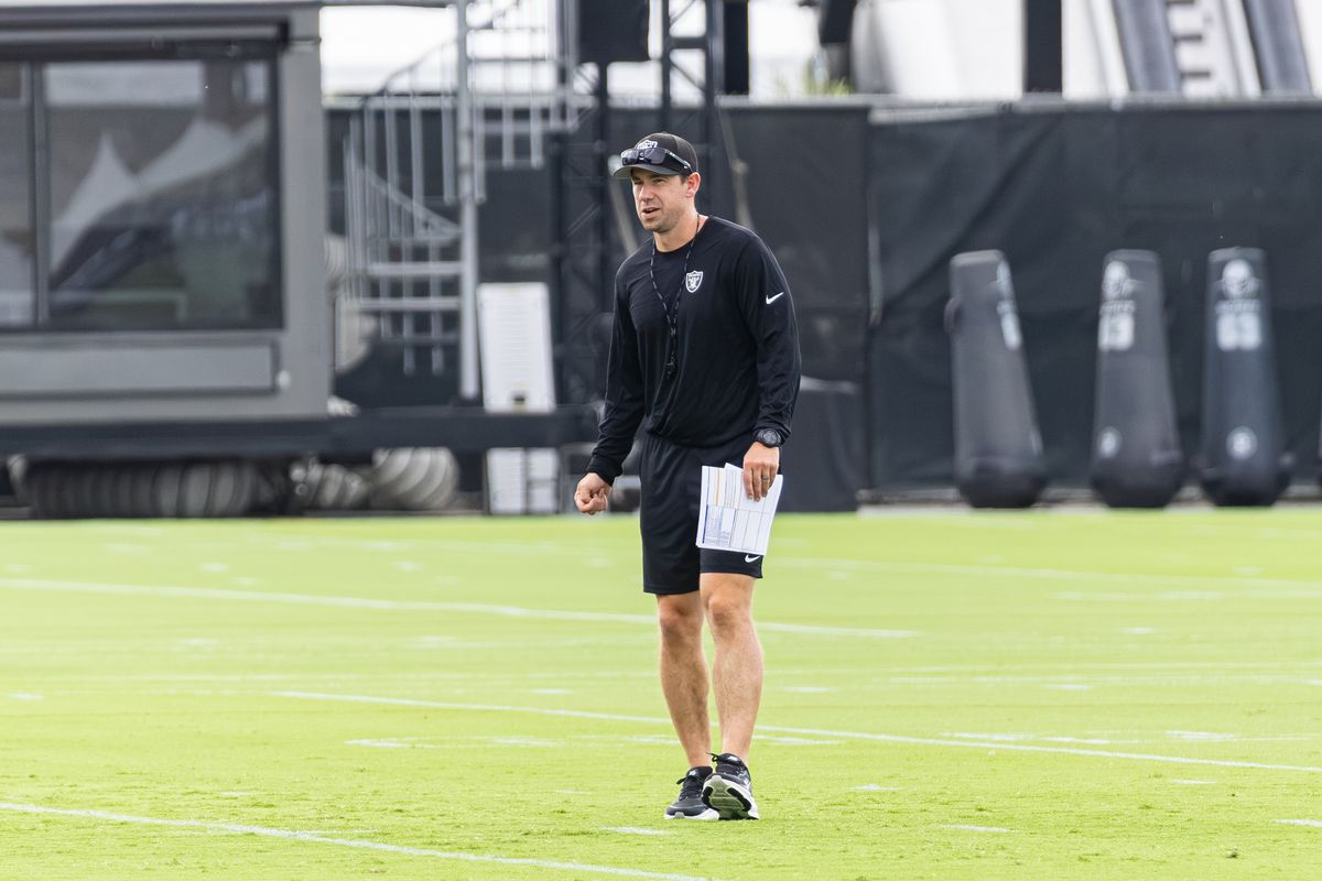 Las Vegas Raiders head coach Klint Kubiak seen at Intermountain Health Performance Center for Day 8 of Raiders Training Camp on Friday, August 7, 2026, in Henderson, Nevada. Las Vegas Raiders head coach Klint Kubiak seen at Intermountain Health Performance Center for Day 8 of Raiders Training Camp on Friday, August 7, 2026, in Henderson, Nevada.