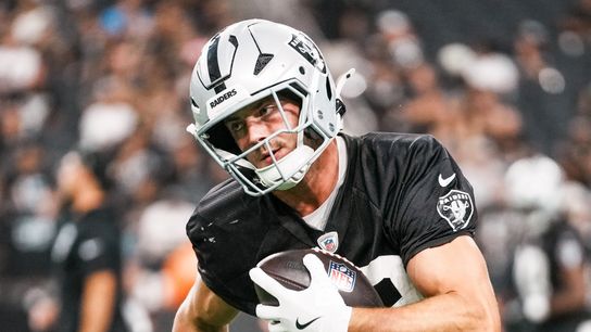 Las Vegas Raiders tight end Brock Bowers (89) runs with the ball during Raiders practice at Allegiant Stadium, Tuesday Aug. 11, 2026 in Las Vegas, Nev. Las Vegas Raiders tight end Brock Bowers (89) runs with the ball during Raiders practice at Allegiant Stadium, Tuesday Aug. 11, 2026 in Las Vegas, Nev.