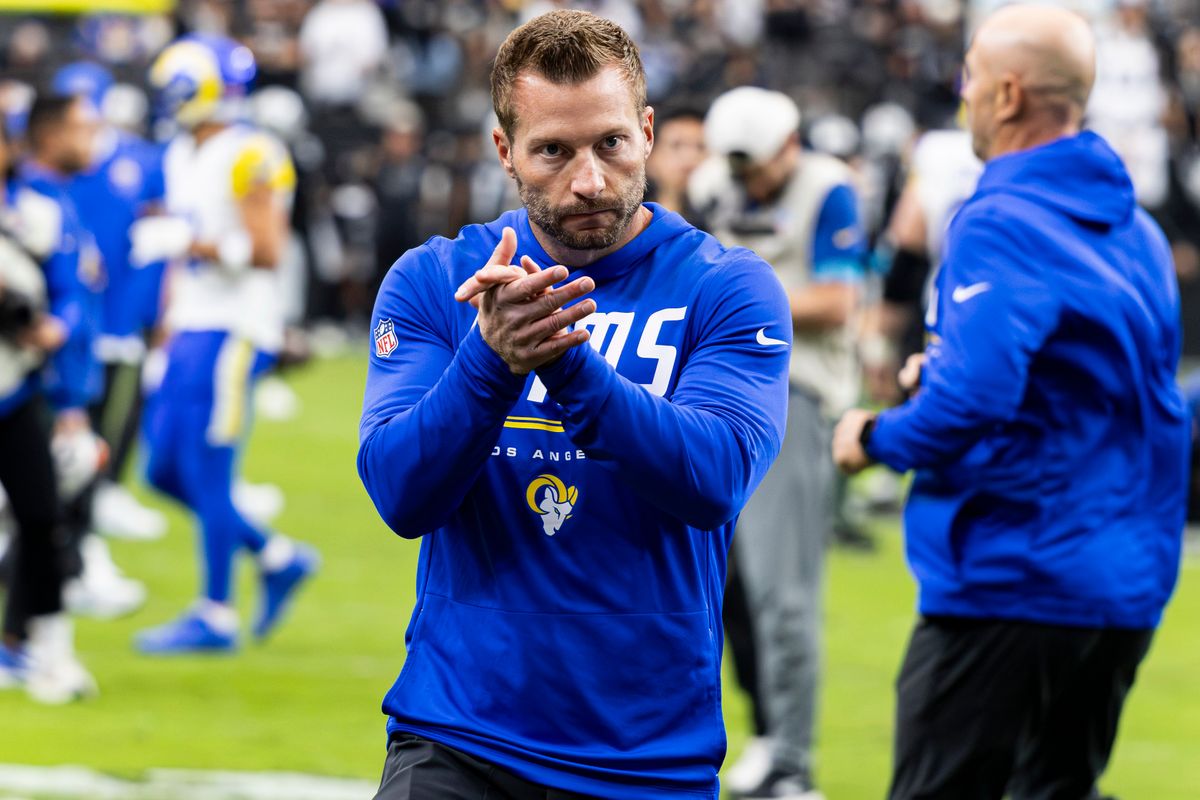 Los Angeles Rams head coach Sean McVay seen prior to the game against the Las Vegas Raiders on Sunday, October 25, 2026, at Allegiant Stadium in Las Vegas, Nevada.