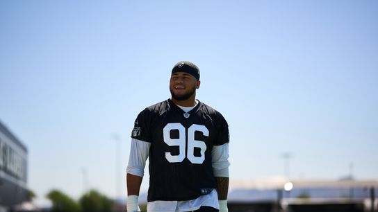 Hometown hero Jonah Laulu living out dream with Raiders taken at Intermountain Health Performance Center (Las Vegas Raiders)