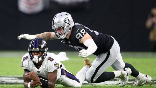 Raiders' Maxx Crosby 'ahead of schedule' as agent CJ LaBoy refutes Ravens' medical assessment taken at Las Vegas (Maxx Crosby). Photo by © Mark J. Rebilas-Imagn Images