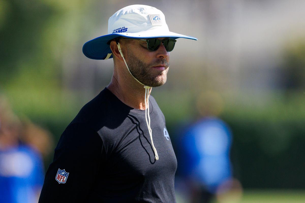 Kliff Kingsbury of the Los Angeles Rams during training camp at Loyola Marymount University on August 1, 2026 in Los Angeles, California. Kliff Kingsbury of the Los Angeles Rams during training camp at Loyola Marymount University on August 1, 2026 in Los Angeles, California.