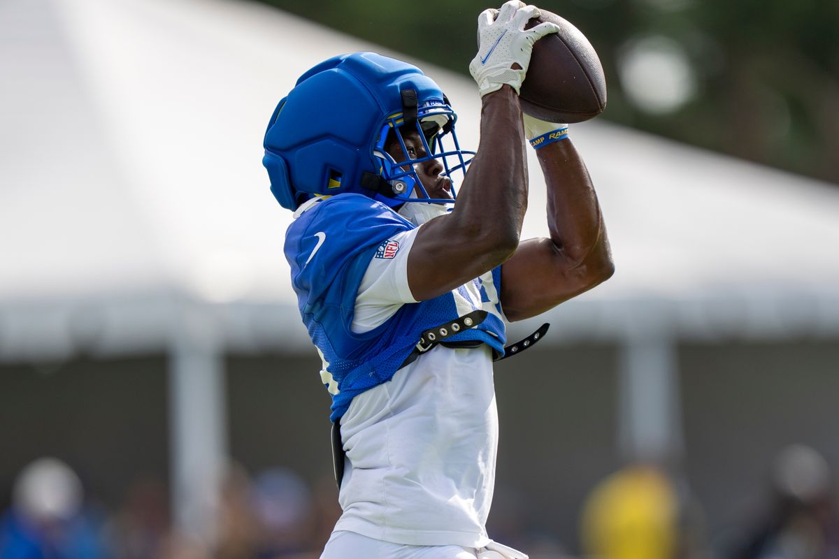 Tru Edwards #16 of the Los Angeles Rams during Rams training camp at Loyola Marymount University on Wednesday, August 5th in Westchester, CA.