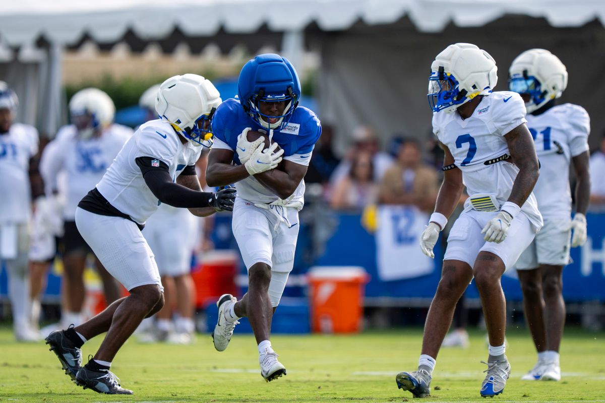 Tru Edwards #16 of the Los Angeles Rams during Rams training camp at Loyola Marymount University on Wednesday, August 5th in Westchester, CA.