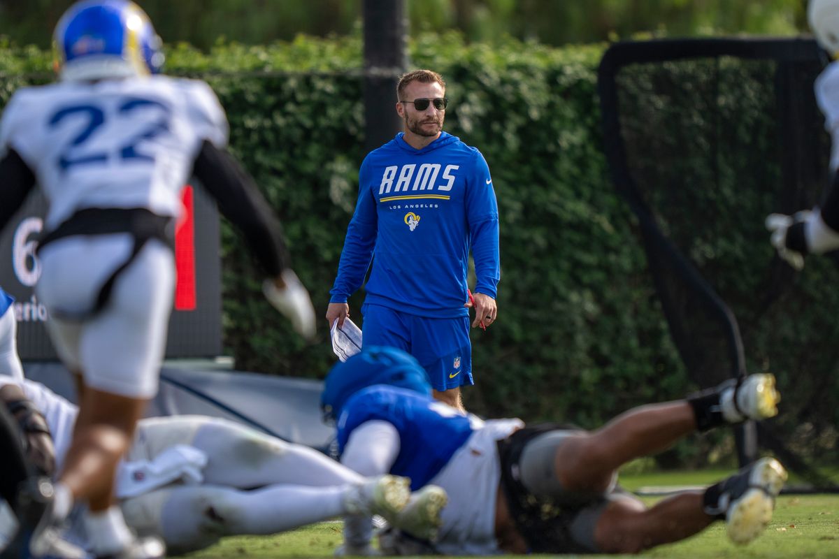 Head Coach Sean McVay of the Los Angeles Rams during Rams training camp at Loyola Marymount University on Wednesday, August 5th in Westchester, CA.