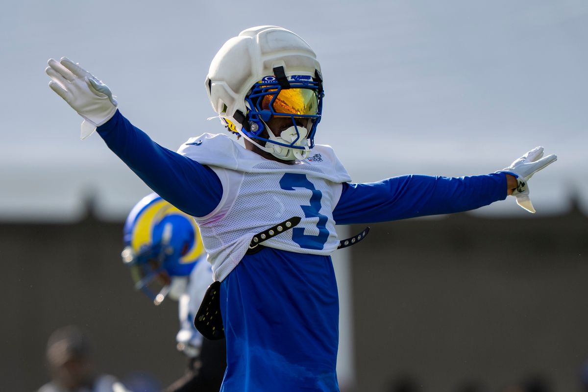 Kam Curl #3 of the Los Angeles Rams during Rams training camp at Loyola Marymount University on Wednesday, August 5th in Westchester, CA.