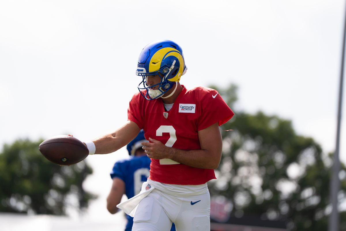 Matthew Caldwell #2 of the Los Angeles Rams during Rams training camp at Loyola Marymount University on Wednesday, August 5th in Westchester, CA.