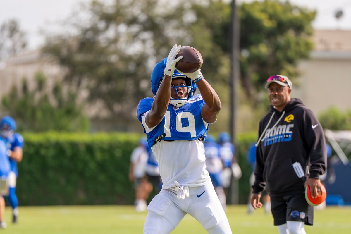 Xavier Smith #19 of the Los Angeles Rams during Rams training camp at Loyola Marymount University on Wednesday, August 5th in Westchester, CA.